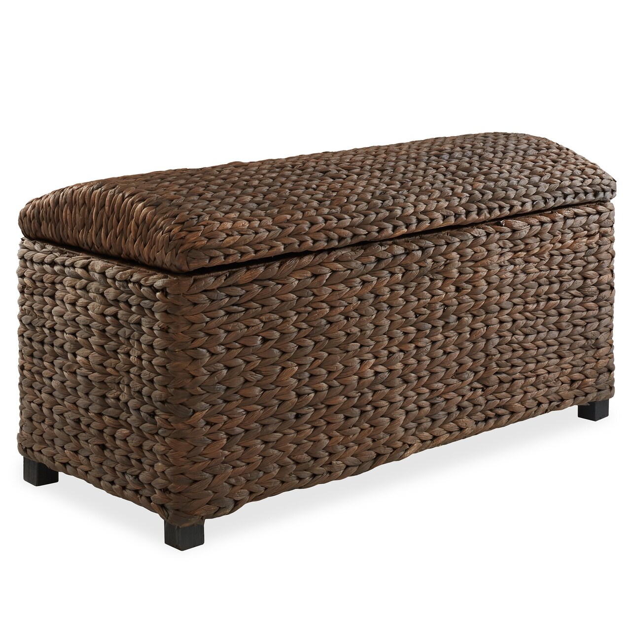 36" Storage Chest Trunk w/ Curved Lid, Safety Hinge in Water Hyacinth Wicker
